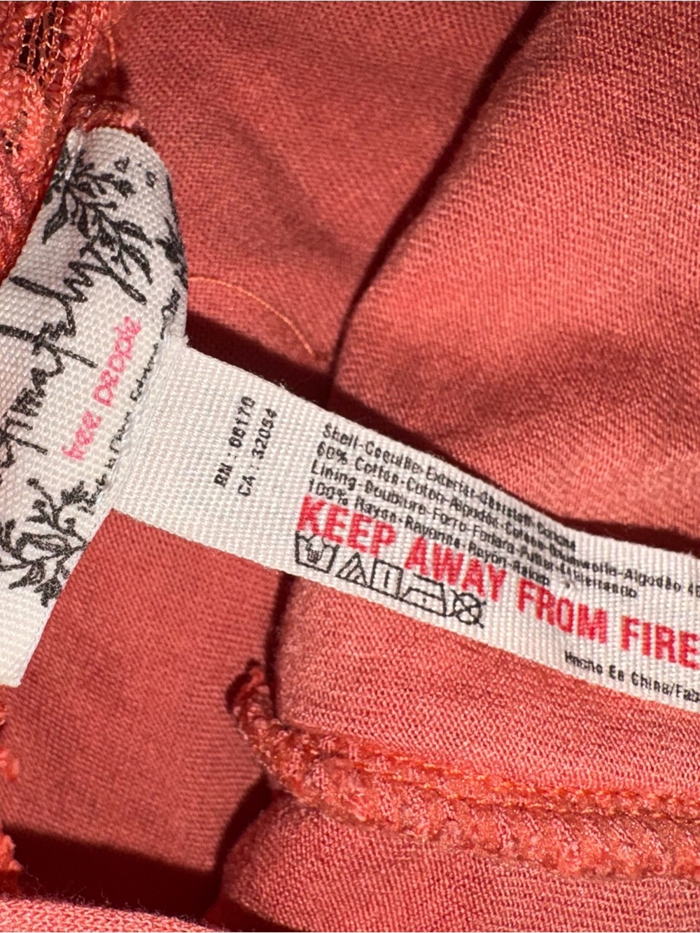 Free People | Size Small | Coral Lace Mini Dress with Open Back - Picture 4 of 7